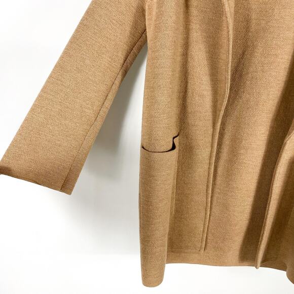J Crew Open Front Sweater Blazer Cardigan Tan Wool Pockets Sz XS - Picture 6 of 11
